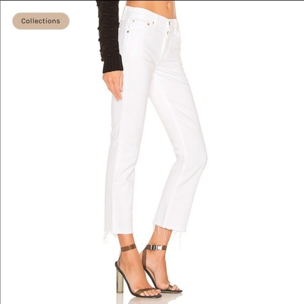 GRLFRND Tatum High Rise Straight Crop Jeans in Bronco (White) Size 28 / M